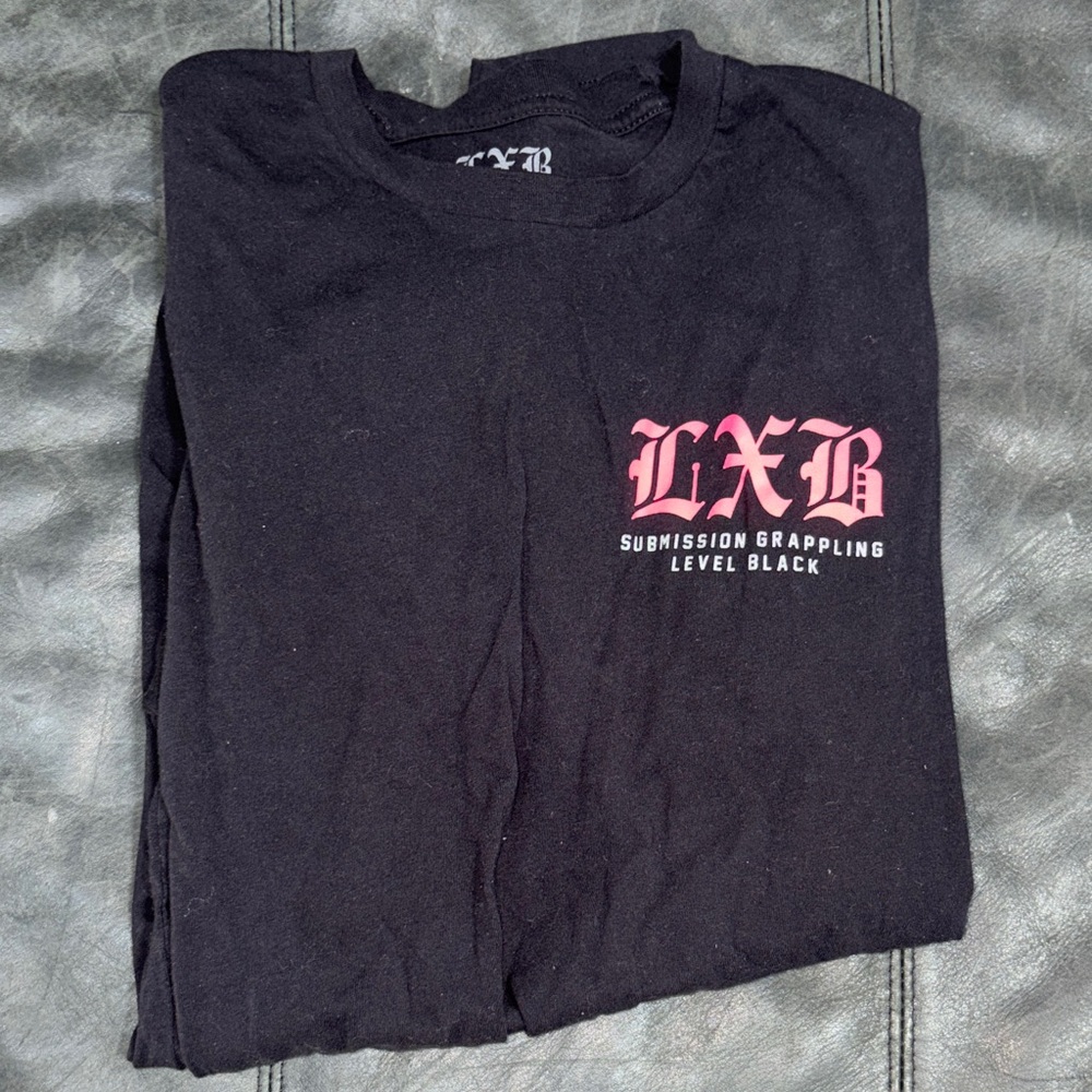Level Black LXB Submission Grappling Tee - Black with Pink Logo